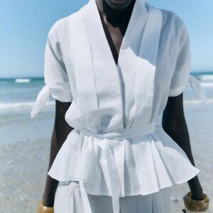 Zara Belted Pleated Shirt